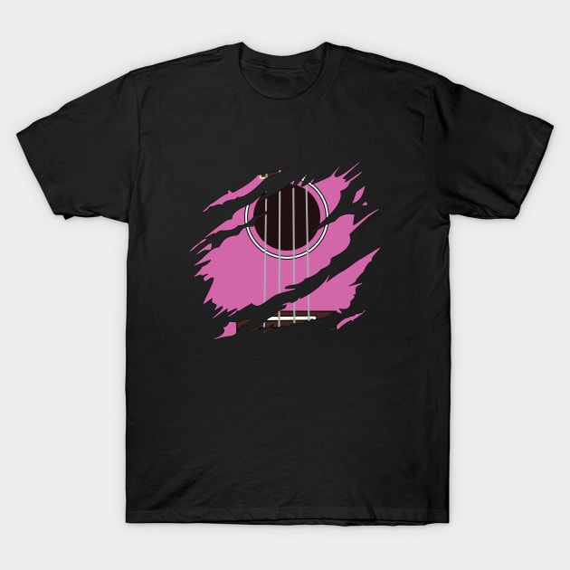 Ripped Ukulele Pink Color T-Shirt by nightsworthy
